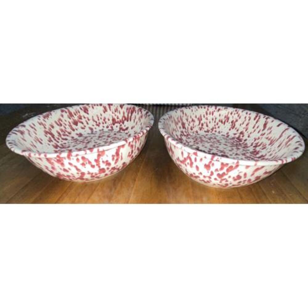 John Lewis Porcelain Red Speckled Bowls Set Of 2